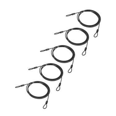 Imagem de PATIKIL Cabo de aço inoxidável revestido de vinil de 5/81.3 cm de diâmetro com laços, 5 peças de corda de fio flexível de 2,1 m (200,7 cm) trava de corrente de segurança para iluminação de palco ao ar