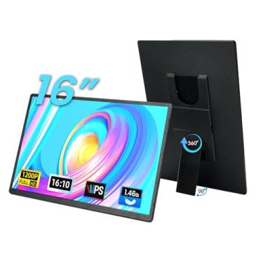 Imagem de Monitor portátil de 40.6 cm para laptop – Extensor de tela de laptop FHD 1200p HDMI USB C HDR Viagem Dual Display externo com suporte para monitor de jogos para Windows Mac Computador Switch Telefone