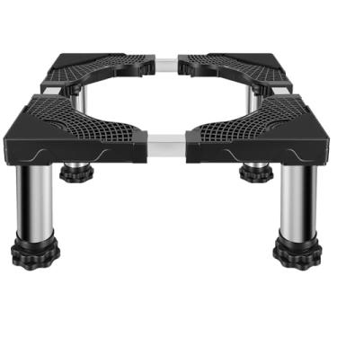 Imagem de AILAHLOE Suporte ajustável para mini geladeira e unidade AC - 41,9 cm - 65 cm L x 22,9 cm - 27 cm A 4 pés de calibre pesado base de geladeira ajustável multifuncional lavadora secadora pedestais