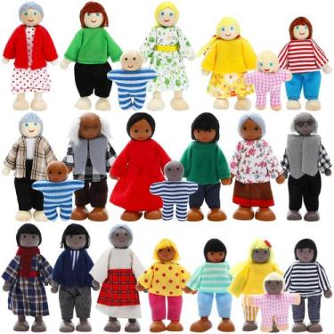 Imagem de Conjunto familiar Dollhouse de madeira ONEST, 23 peças com acessórios