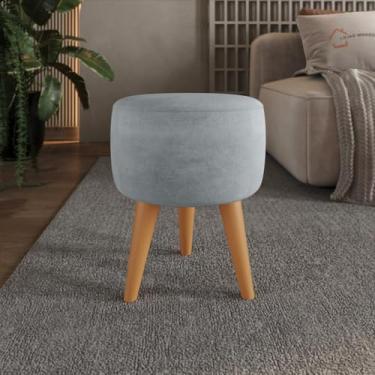Imagem de Puff Redondo Banqueta Estofada Decorativa Pé Palito (Cinza)