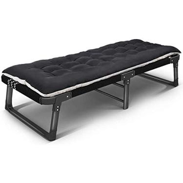 Imagem de Espreguiçadeira de jardim, cadeira de praia dobrável de solteiro, cadeira reclinável portátil para escritório para almoço, cadeira de varanda, cadeira de praia com almofada grossa removível (cor A), A