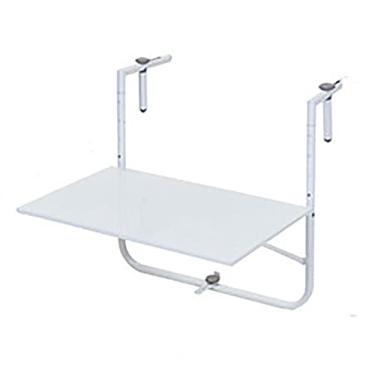Imagem de Mesa suspensa ajustável para varandas, prateleiras flutuantes montadas na parede, mesa dobrável lateral de bar de varanda para pátio, jardim, deck, 60 × 40 cm, branca (tamanho: 60 x 40 cm)