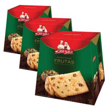 Imagem de 3 Panetones Casa Suíça, Pannetone De 400G, Tradicional
