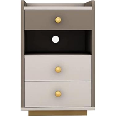 Imagem de Mesa de cabeceira moderna 25 cm armário de fenda ultra estreito armário de armazenamento de chão pequeno armário de quarto de apartamento com 3 gavetas e prateleira aberta (Caqui 25 cm)