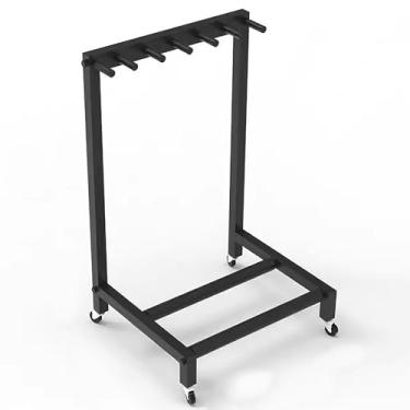 Imagem de Rack de armazenamento de raquete de tênis infantil, raquete de badminton móvel para casa/jardim de infância/ginásio, suporte para 5, 6, 7, raquetes, estrutura de aço resistente preta, 6 raquetes