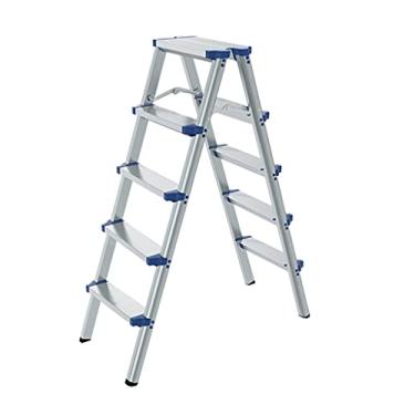 Imagem de Escadas dobráveis dupla face escada dobrável escada escada 2-6 degraus escada de metal engrossado alumínio com pedal largo para interior exterior escada resistente (cor: escada de 5 degraus) (5 Step