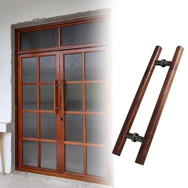 Imagem de STXYANGV Puxador de madeira para porta da frente, barra de aderência de maçaneta de portão, puxadores de porta redondos para interior externo, ferragens de porta de uso doméstico e comercial (Cor