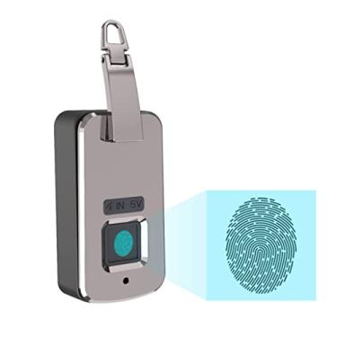 Imagem de Mini cadeado porta fechadura inteligente de impressão digital anti-roubo cadeado elétrico de carregamento USB para mala mochila bolsas (cor: D) (D)