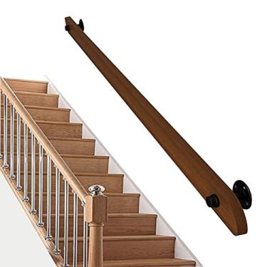 Imagem de Corrimãos de escada de madeira antiderrapantes profissionais, grades de loft internas montadas na parede, varões de suporte de corredor para idosos (1 pés-6 m) (tamanho: 2,1 m)