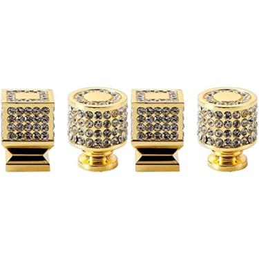 Imagem de Puxadores de armário, gavetas, puxadores de porta, puxadores de puxar para armário 4 x decoração de diamante para casa, acessórios dourados, gaveta de armário para maçanetas de cômoda, maçanetas de