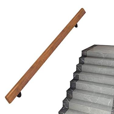 Imagem de SENNIAN Corrimão de escada. Trilho de escada de madeira maciça antiderrapante de 3 a 6 metros, corrimão de corrimão para idosos montado na parede, barra de suporte para corredor, kit de barra de apoio
