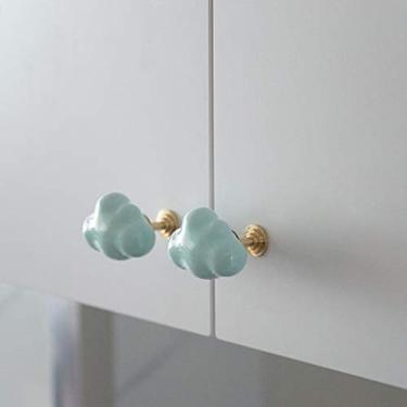 Imagem de GAORUIFENG Puxador de latão nórdico armário porta gaveta ouro puro cobre pequeno maçaneta/maçaneta para acessórios de cozinha (cor: :) (azul1)