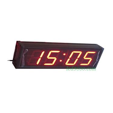 Imagem de Relógio digital grande de LED, 10 cm, duas faces, vermelho, cor vermelha, horas e minutos, relógio de parede LED, alto brilho, controle remoto, gancho de montagem grátis, relógio personalizado, furos