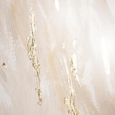 Imagem de Quadro Decorativo Abstrato Colorido com Flores e Folhas - Arte Moderna para Parede 50x50cm