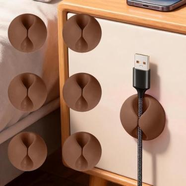 Imagem de Pacote com 6 clipes organizadores de cabos, suporte de cabo de linha de dados multicoloridos para casa e escritório, organize seus cabos organizadores de mesa evita emaranhamento e danos