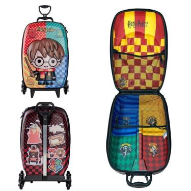 Imagem de Mala Viagem Infantil Harry Potter Casas Hogwarts 3d Com Rodinhas Leve E Forte