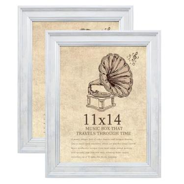 Imagem de TKYGU Porta-retrato 28 x 35,5 cm com vidro de verdade, conjunto de 2 molduras vintage - Molduras de estilo antigo para parede - Moldura ornamentada para escritório branco rústico ou decoração de casa