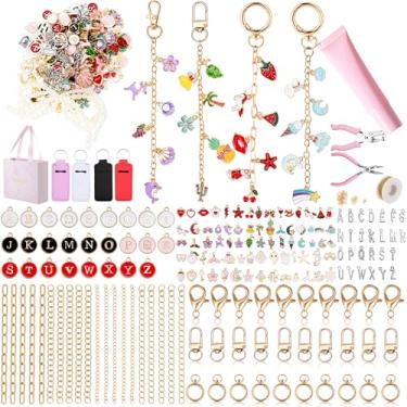 Imagem de Kit de fabricação de chaveiros de brilho labial, kit de berloque, bolsa com suporte de batom, chaveiro para artesanato feminino faça você mesmo