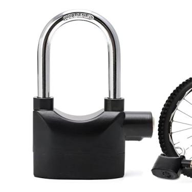 Imagem de Cadeado Antifurto Com Alarme 3 Chaves Motos Bicicletas Portas Galpões Volume Do Som 110dB Sensor De Movimento Impacto Resistente À Chuva 12cm Preto
