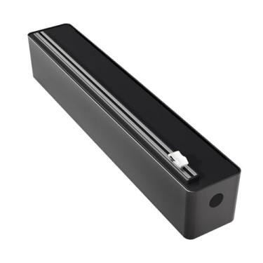 Imagem de Sonile Dispensador de plástico com cortador | Cabe em rolo de até 50 m | Opções magnéticas, de sucção e gancho e laço | Design totalmente preto para papel de cozinha, papel alumínio e pergaminho