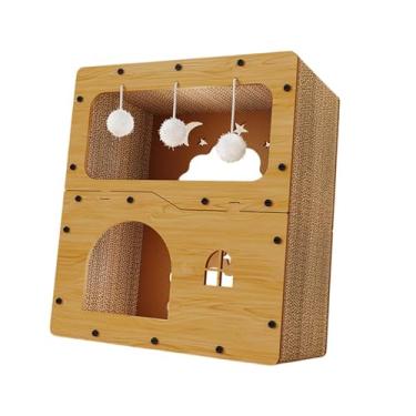 Imagem de Generic Arranhador para gatos, placa arranhadora, casa ondulada para gatos, casa de brincar para gatinhos, suprimentos para animais de estimação, Sem Cortina de Porta