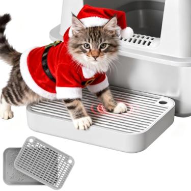 Imagem de Caixa de areia para gatos com função de filtro, banco de pedal de gato para caixa de areia autolimpante, fácil de limpar, anti-rastreamento e antiderrapante, ideal para gatinhos e gatos idosos, cinza