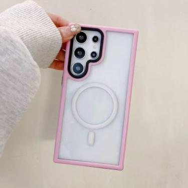 Imagem de Capa protetora magnética com absorção de impacto para carregamento do Samsung Galaxy S25 S24 Ultra Plus (para Galaxy S24+/Rosa)