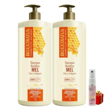 Imagem de Kit 2 Shampoo Mel Nutritivo Bio Extratus 1 L + Presente Lourre 15ml - 