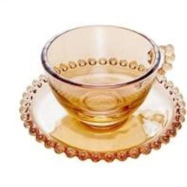 Imagem de Xícara de chá com pires pearl âmbar 1un - ROJEMAC, Único