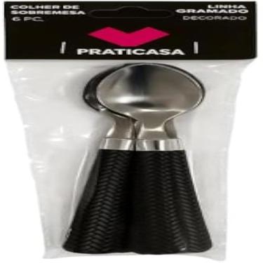 Imagem de Conjunto colheres sobremesa inoxidaveis design preto, refeicoes, elegante, confortavel, moderno, preta.