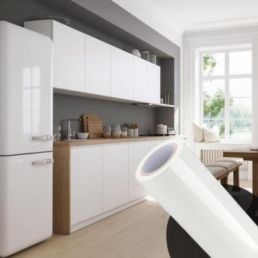 Imagem de Adesivo Branco Brilho Envelopamento Geladeira Móveis 5m x 60cm - BG AD