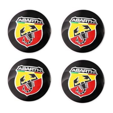 Imagem de 4 peças de acabamento central de 56 mm para logotipo de escorpião, formato de arco circular 3D estéreo de liga de alumínio para cubo de roda FIAT500 Abarth acessórios de estilo de carro (preto)