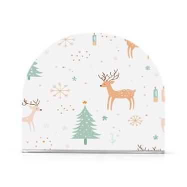 Imagem de Wassud Porta-guardanapos de acrílico para veados e árvores de Natal, dispensador de guardanapos de papel moderno em forma de U para mesa, cozinha, sala de jantar, bancada 1 peça (comporta 50-60