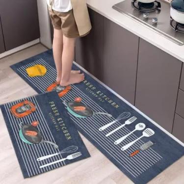 Imagem de Tapete para Cozinha Passadeira Kit 2 Peças Belga Emborrachada Antiderrapante – Estilo e Segurança para Seus Pisos(Kit Passadeira Panelas)