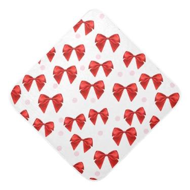 Imagem de Burbuja Toalha de banho para bebê Red Bows - Toalha com capuz de musselina macia e absorvente para recém-nascidos, 89 x 89 cm
