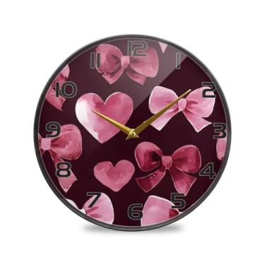 Imagem de YETTASBIN Relógio de parede acrílico com laço roxo - Silencioso, sem tique-taque, operado por bateria, relógio redondo decorativo criativo para cozinha, sala de estar, banheiro, decoração de