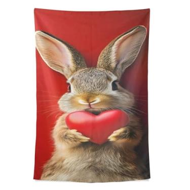 Imagem de STAYTOP Tapeçaria de parede de coelho fofo de Páscoa, tapeçarias para decoração de casa, dormitório, sala de estar, quarto, tapete de parede (60 × 40 pol)