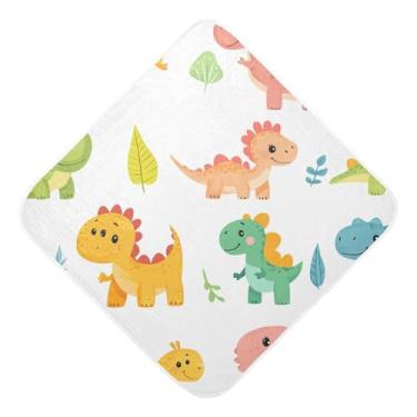Imagem de STAYTOP Toalhas de bebê com capuz de musselina de dinossauro de desenho animado, toalha de banho super macia, toalhas de banho absorventes para banho recém-nascido unissex 76 x 76 cm
