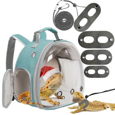 Imagem de WEVONIGU Mochila De Viagem De Dragão Barbudo Com Conjunto De Arnês E Trela, Mochila De Lagarto Para Transporte De Viagem, Cápsula Espacial, Janela De Bolha Transparente, Mochila De Astronauta Para Rép