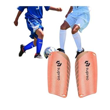 Imagem de Caneleira de Proteção para Futebol Com Placa de PE e Revestimento em EVA Macio Conforto, Resistência e Absorção de Impacto infantil Adulto Esporte (Laranja, M)