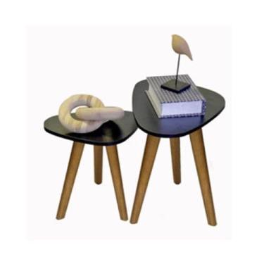 Imagem de Conjunto de Mesinhas Canto E Apoio Pe Palito Tripe Porta Quadros E Objetos Tampo Orgânico, Objetos Decorativos, Sala, Quarto e Varanda(Preto)