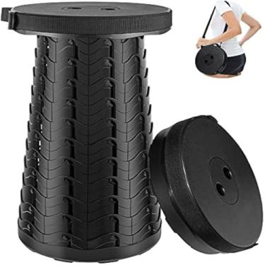 Imagem de Banqueta dobravel, altura ajustavel, para camping, leve e duravel, preta e versatil