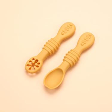 Imagem de Conjunto de talheres de silicone para bebês, utensílios de cozinha texturizados