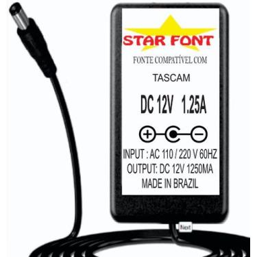 Imagem de Fonte DC 12V Centro Negativo Compatível com Tascam PS-P414 - Bivolt - 