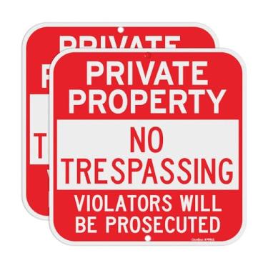 Imagem de GicnKeuz Placa de propriedade privada sem invasão, 12 x 12 polegadas Violators Will Be Prosecuted Signs .040 alumínio refletivo, impermeável e resistente ao desbotamento, 2 furos pré-perfurados, fácil