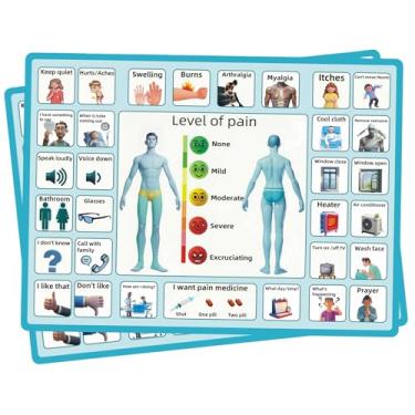 Imagem de 2 peças de placa de comunicação não verbal de 38 x 28 cm, para pacientes, equipamentos de terapia de AVC para adultos, dispositivo AAC para autismo, placa de comunicação para pessoas não verbais (sem