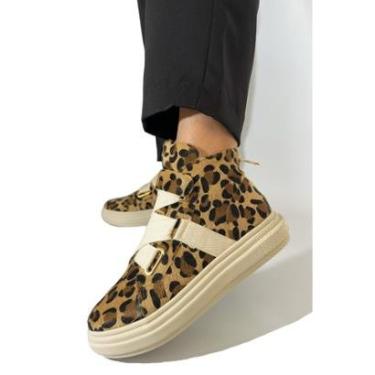 Imagem de Tênis Callid Onça Feminino Peluciado Animal Print Estiloso-Feminino