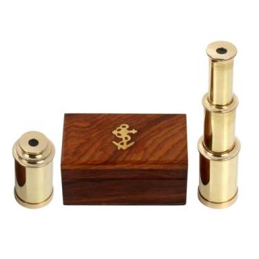 Imagem de Telescópio portátil de latão náutico de 6 polegadas com caixa de madei