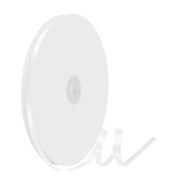 Imagem de BVIEAKD Fita fina de cetim branco de 1/4" x 100 jardas fitas de dupla face de cor sólida perfeitas para artesanato, decoração de casamento, fazer laço, costura e muito mais